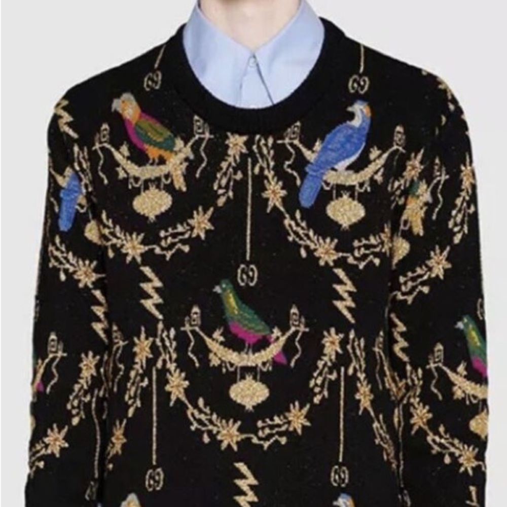 Gucci Crewneck Sweater with Intricate Embroidered Pattern